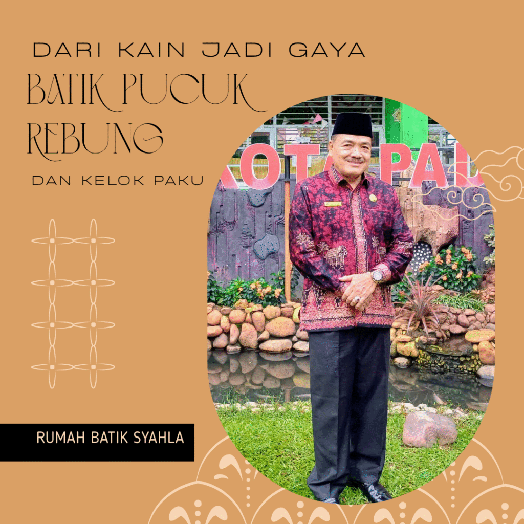 Kemeja batik modern bermotif Pucuk Rebung dan Kelok Paku, karya Rumah Batik Syahla.